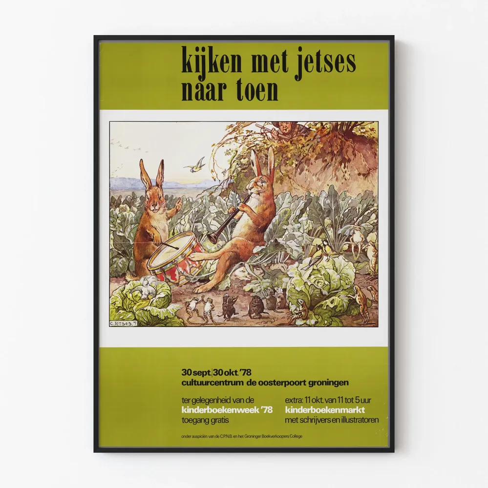 Plakat vintage muzyka i natura z królikami