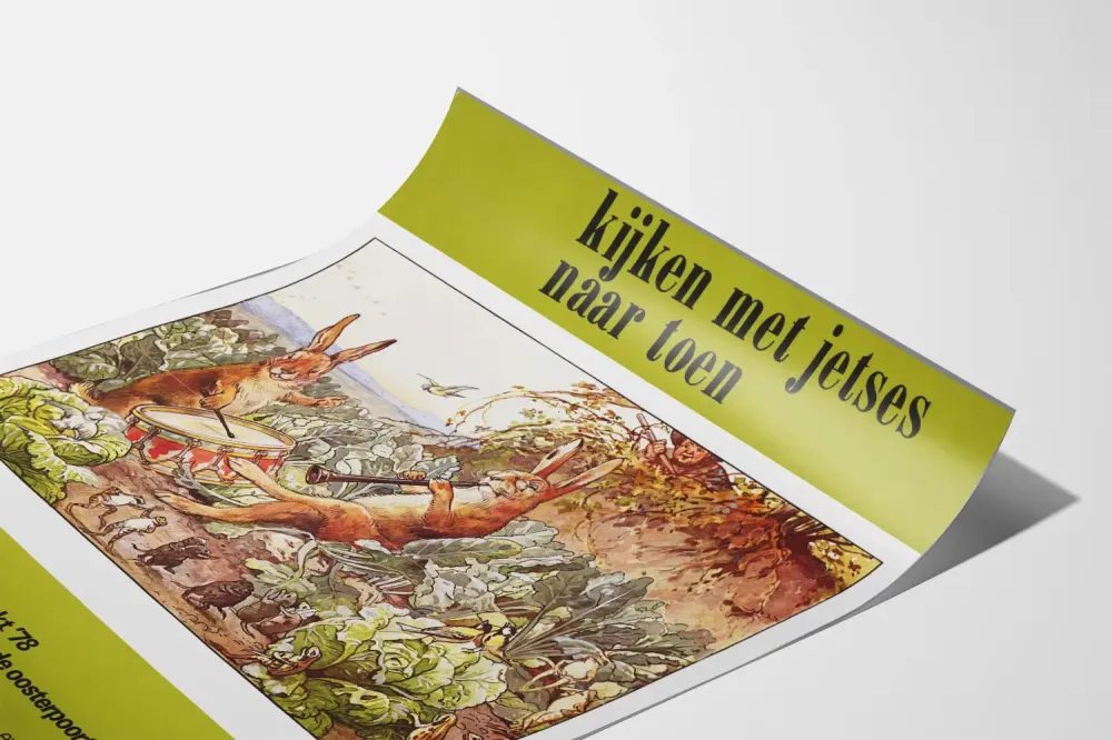 Plakat vintage muzyka i natura z królikami