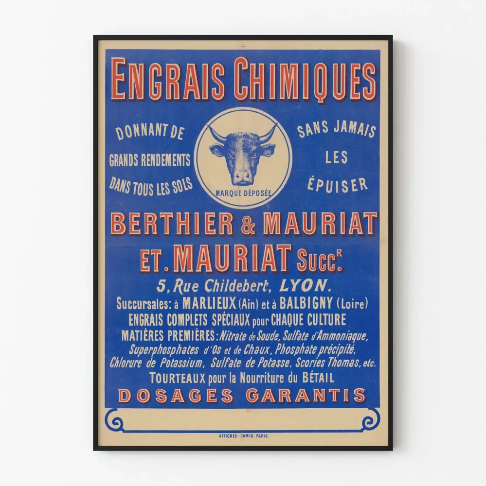 Plakat Vintage Nawozy Chemiczne Berthier & Mauriat Lyon