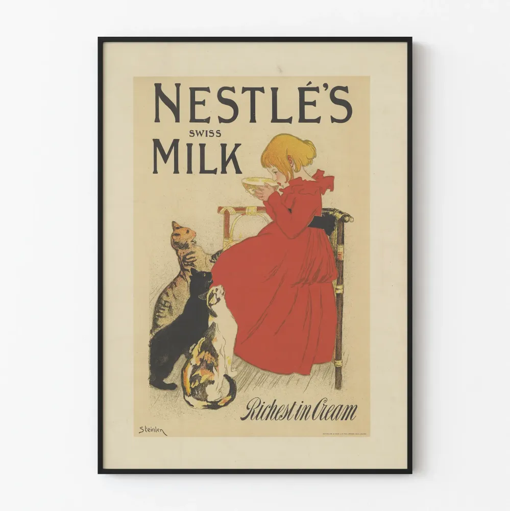 Plakat Vintage Nestlé's Swiss Milk, Najbogatszy w Śmietanę