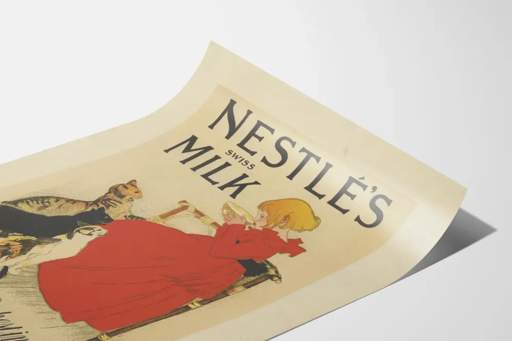 Plakat Vintage Nestlé's Swiss Milk, Najbogatszy w Śmietanę
