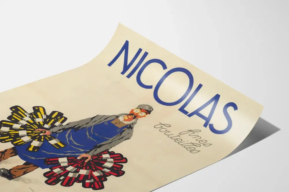 Plakat vintage Nicolas cienkie butelki nektar dostawca