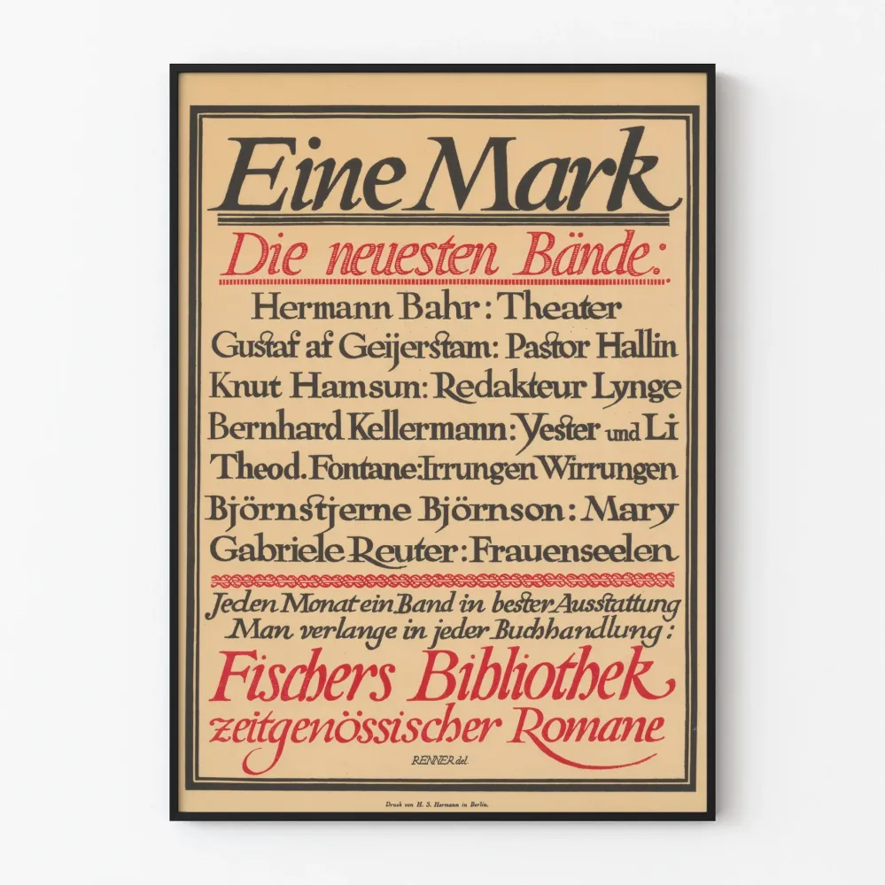 Plakat vintage niemiecki - Promocja literacka Fischer’s Bibliothek
