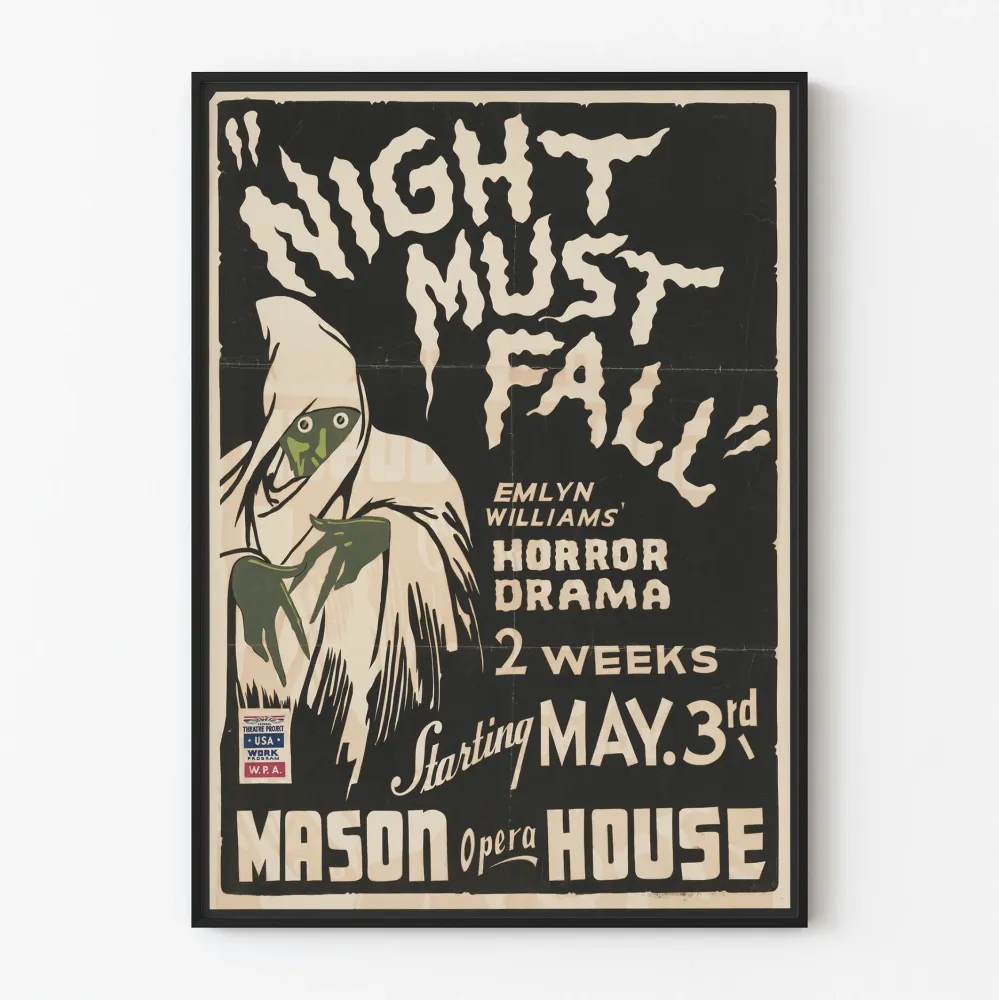Plakat vintage Night Must Fall - Teatr i Dramat Grozy