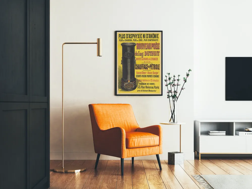Plakat vintage nowoczesny piec Duthuit ogrzewanie na olej opałowy