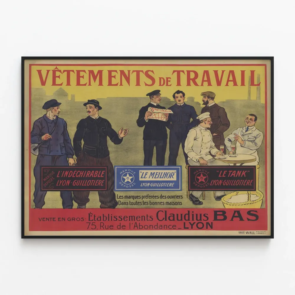 Plakat vintage Odzież robocza - Zakłady Claudius Bas Lyon