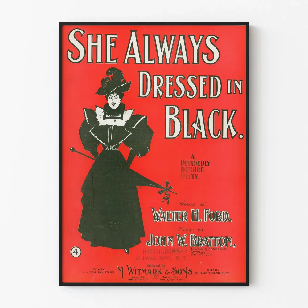 Plakat Vintage Ona Zawsze Ubierał się na Czaro - Styl i Elegancja Retro