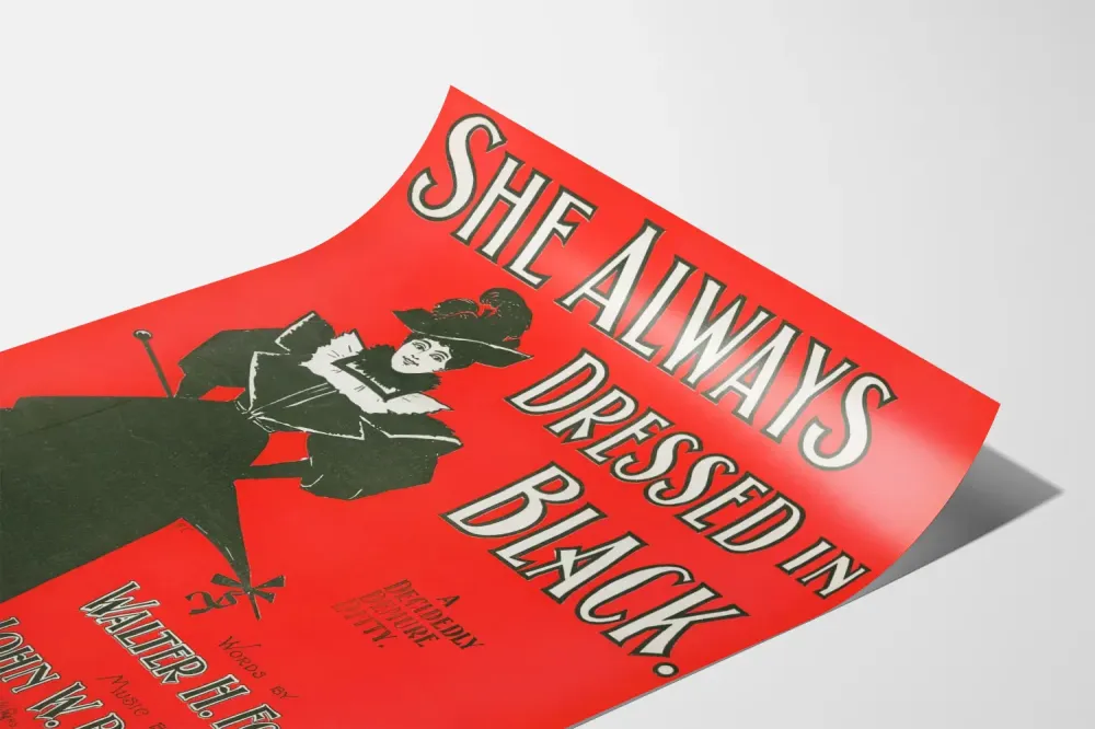 Plakat Vintage Ona Zawsze Ubierał się na Czaro - Styl i Elegancja Retro