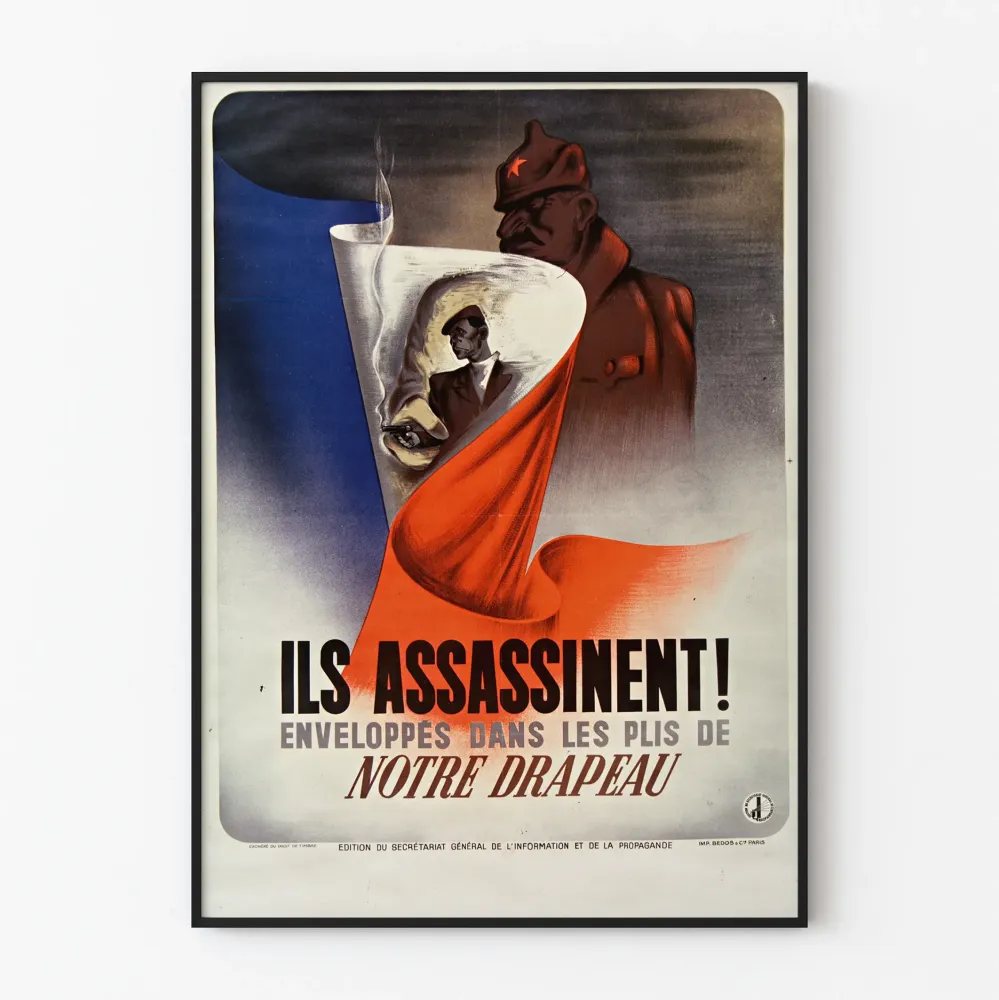 Plakat vintage Oni Zabijają, owinięci w naszą flagę