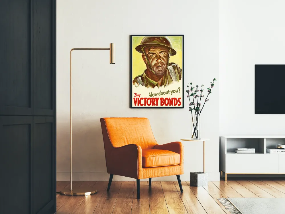 Plakat vintage żołnierz wojna kupuj obligacje zwycięstwa