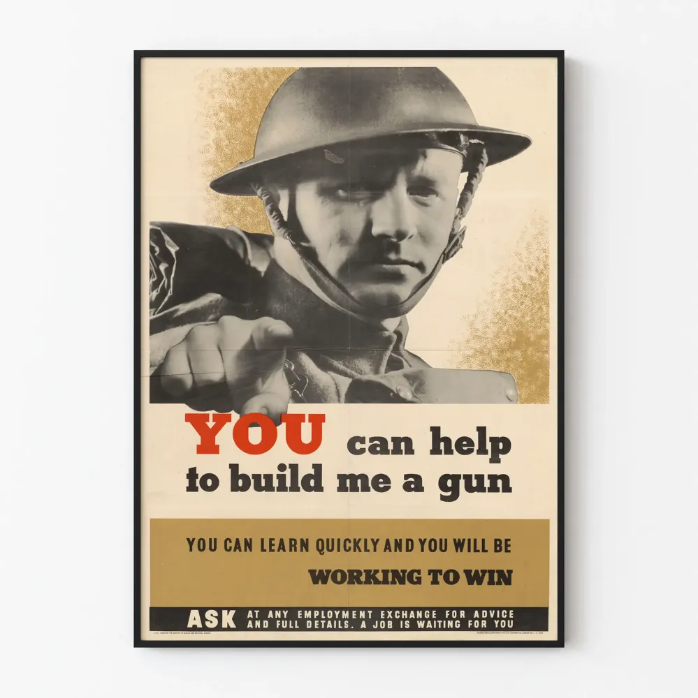 Plakat vintage żołnierz wskazujący - plakat motywacyjny przemysłowy