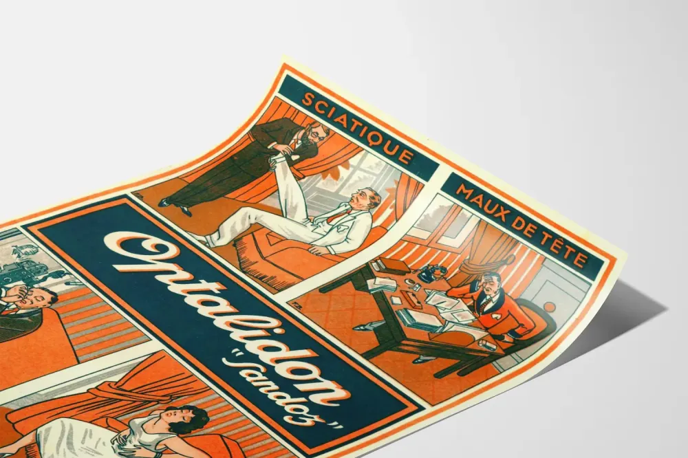 Plakat vintage Optalidon Sandoz - Reklama medyczna roczna