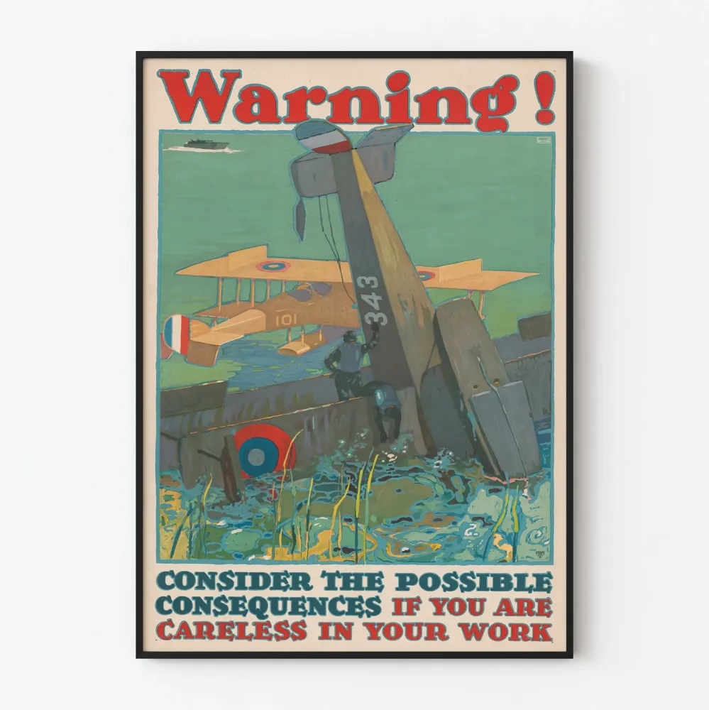 Plakat Vintage Ostrzeżenie - Konsekwencje braku dbałości w pracy