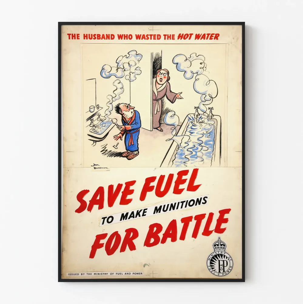 Plakat vintage oszczędzanie energii - Oszczędzaj paliwo do walki