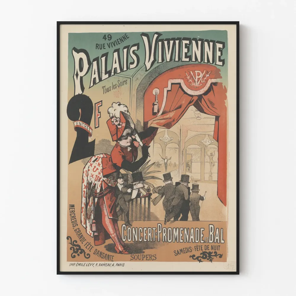 Plakat vintage Palais Vivienne - Koncerty i bale w Paryżu