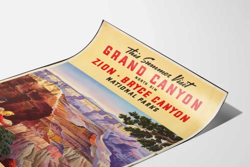 Plakat vintage Parki Narodowe Wielki Kanion Zion Bryce Canyon