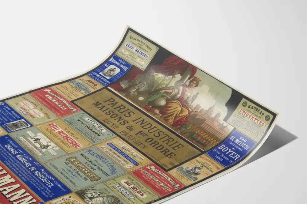 Plakat vintage Paryż Przemysł i Domy Pierwszego Rzędu Luksus Paryski