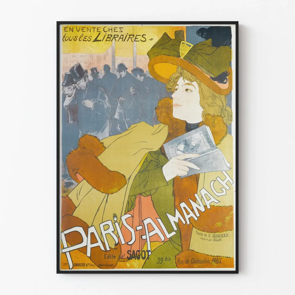 Plakat vintage Paryż-Almanach dostępny we wszystkich księgarniach