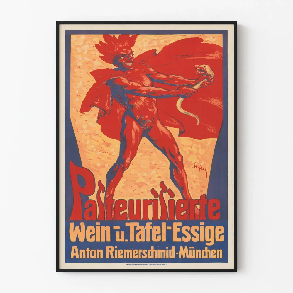 Plakat vintage Pasteurizacja wina i octu Anton Riemerschmid