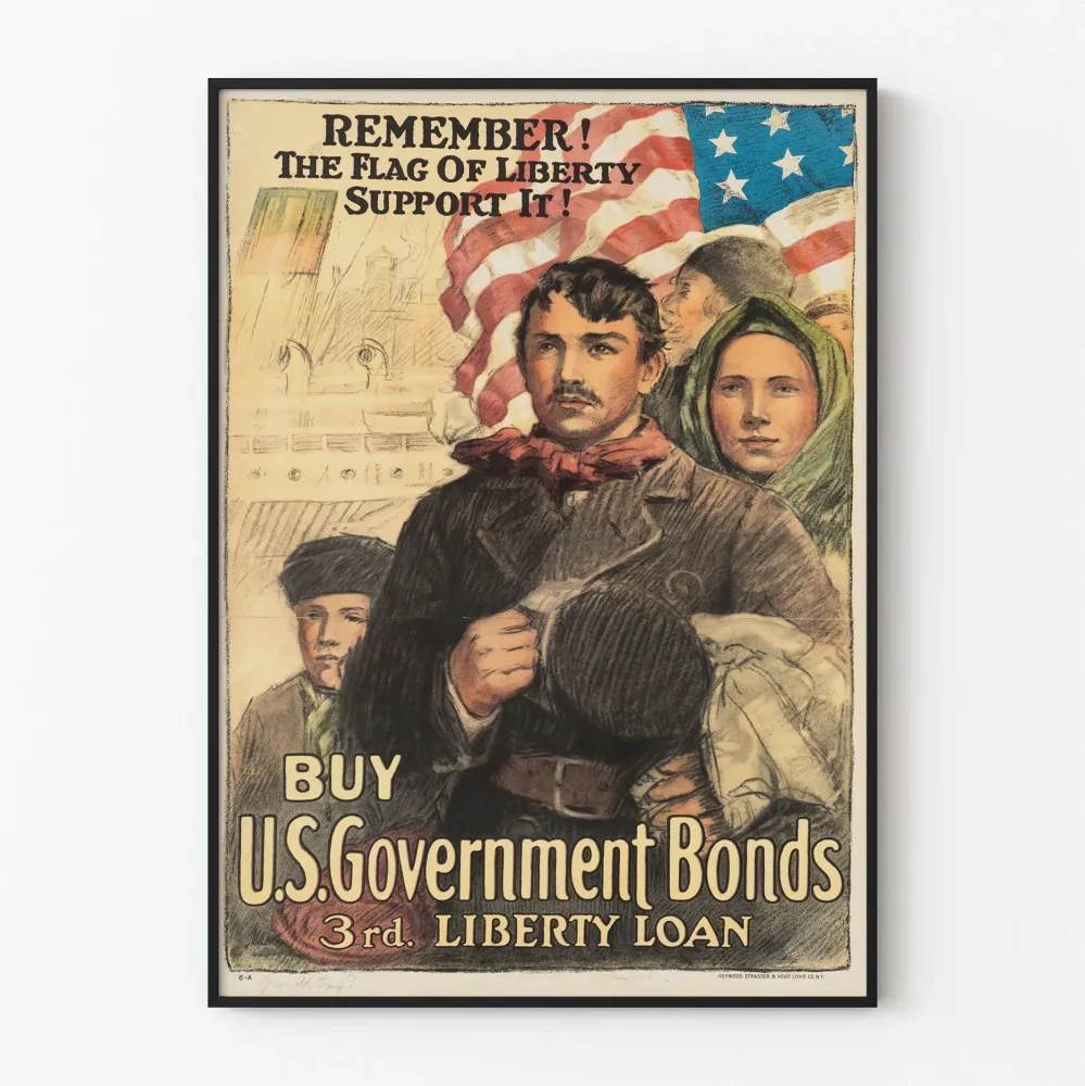 Plakat vintage patriotyczny USA - Kup obligacje rządowe