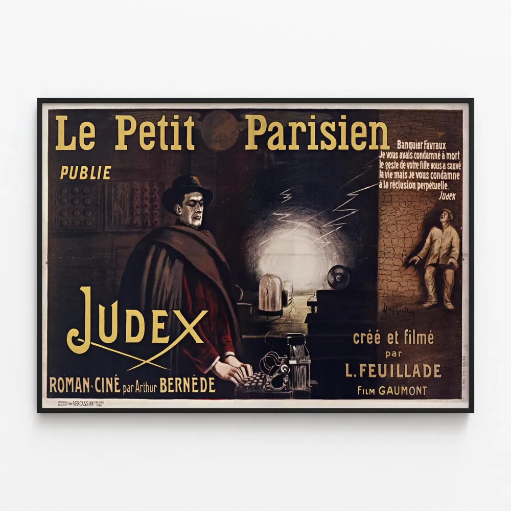 Plakat vintage Le Petit Parisien Judex Roman Ciné Arthur Bernède