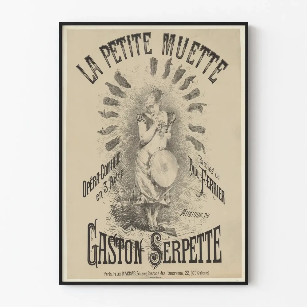 Plakat vintage La Petite Muette - klasyczny Opera-Komiczna w 3 aktach
