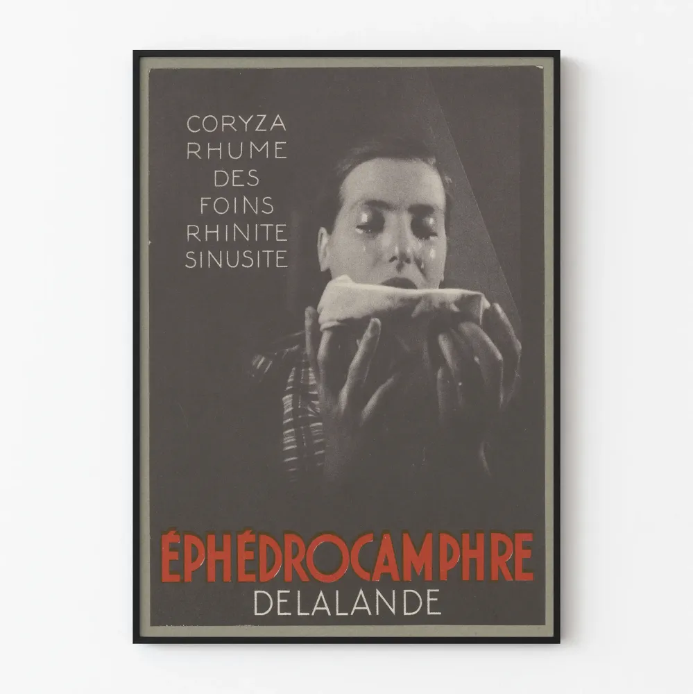 Plakat vintage Éphédrocamphre Delalande na przeziębienie i zapalenie zatok