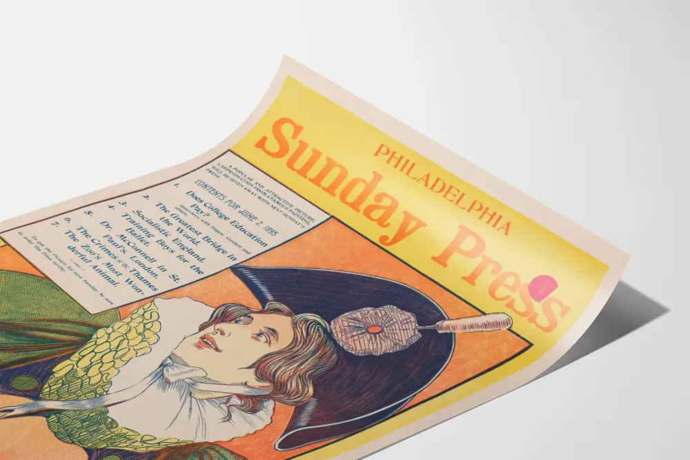 Plakat vintage Philadelphia Sunday Press 1895