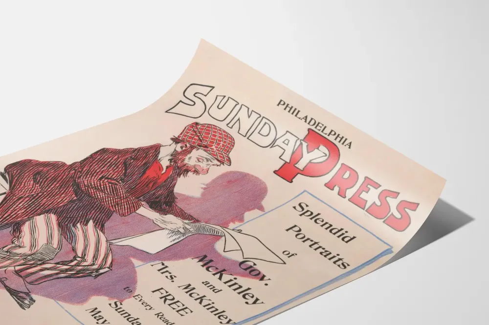 Plakat vintage Philadelphia Sunday Press - 1896