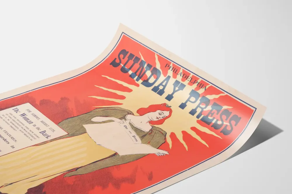 Plakat Vintage Philadelphia Sunday Press - Kobieta w ciemności