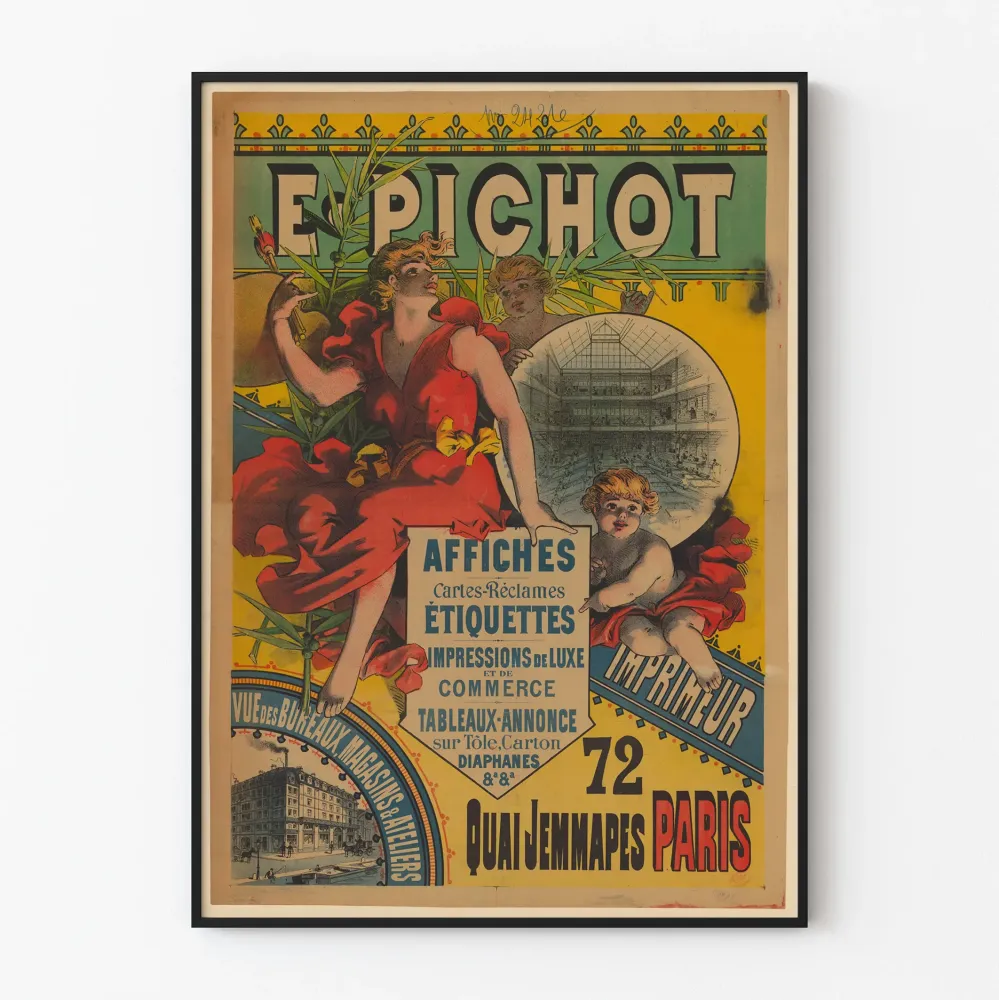 Plakat vintage E. Pichot Wydruk i reklama w Paryżu