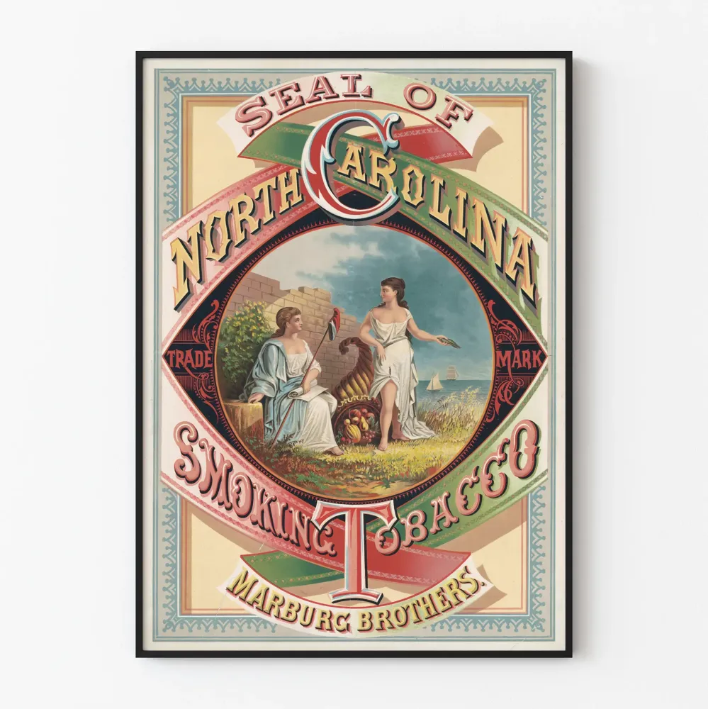 Plakat vintage Pieczęć tabaku Karoliny Północnej Marburg Brothers