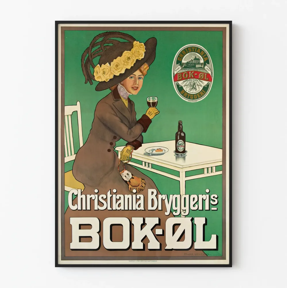 Plakat vintage piwo Christiania Bryggeri Bok-øl