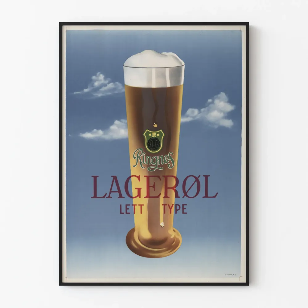 Plakat vintage piwo Lagerøl Ringnes