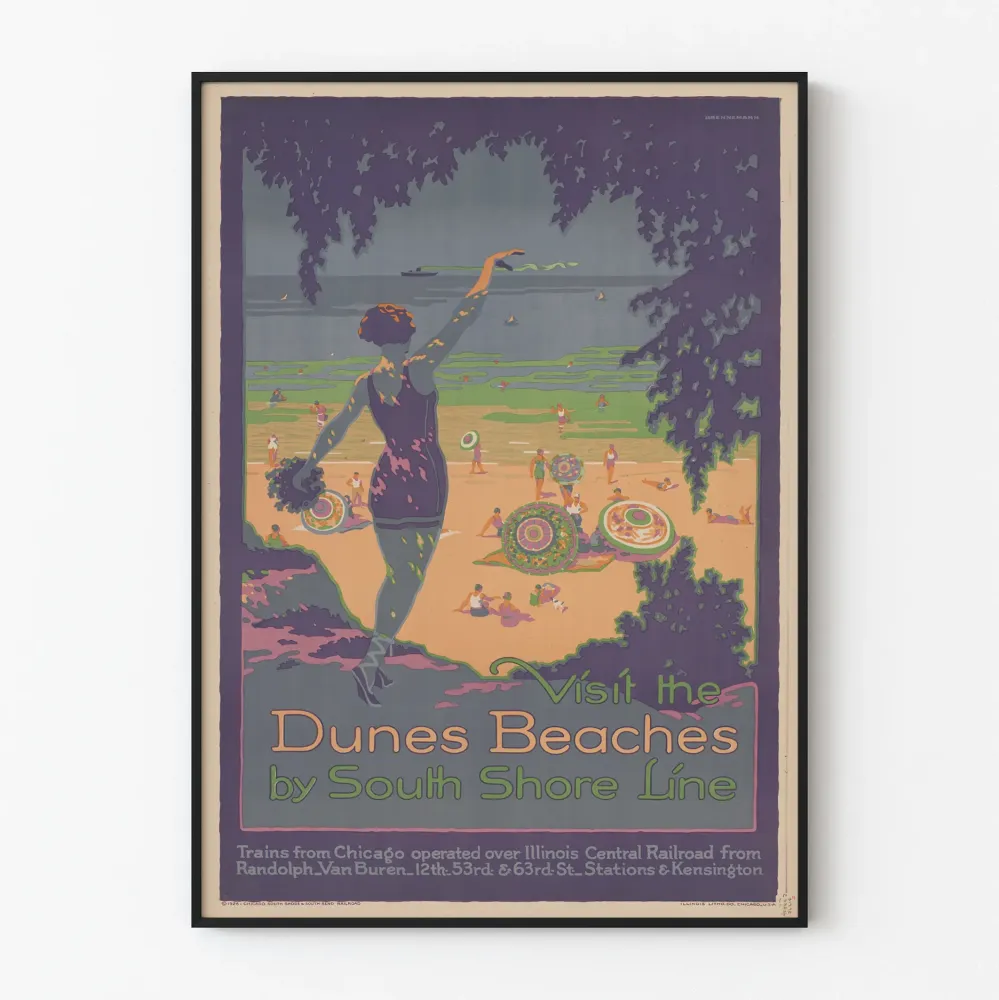 Plakat vintage Plaże wydmowe Południowa linia brzegowa