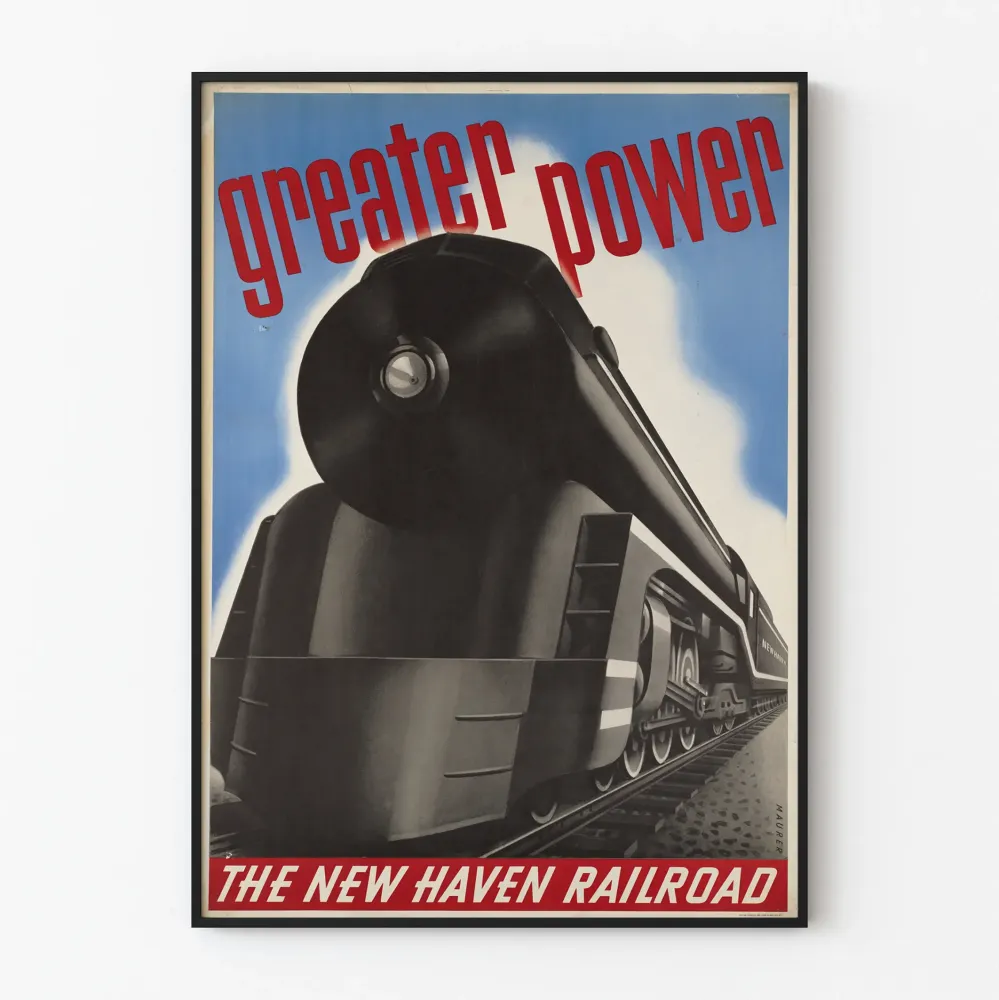 Plakat Vintage Pociągi Większa Moc Kolej Nowej Hrabstwa New Haven