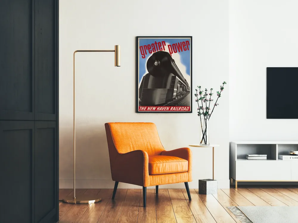 Plakat Vintage Pociągi Większa Moc Kolej Nowej Hrabstwa New Haven