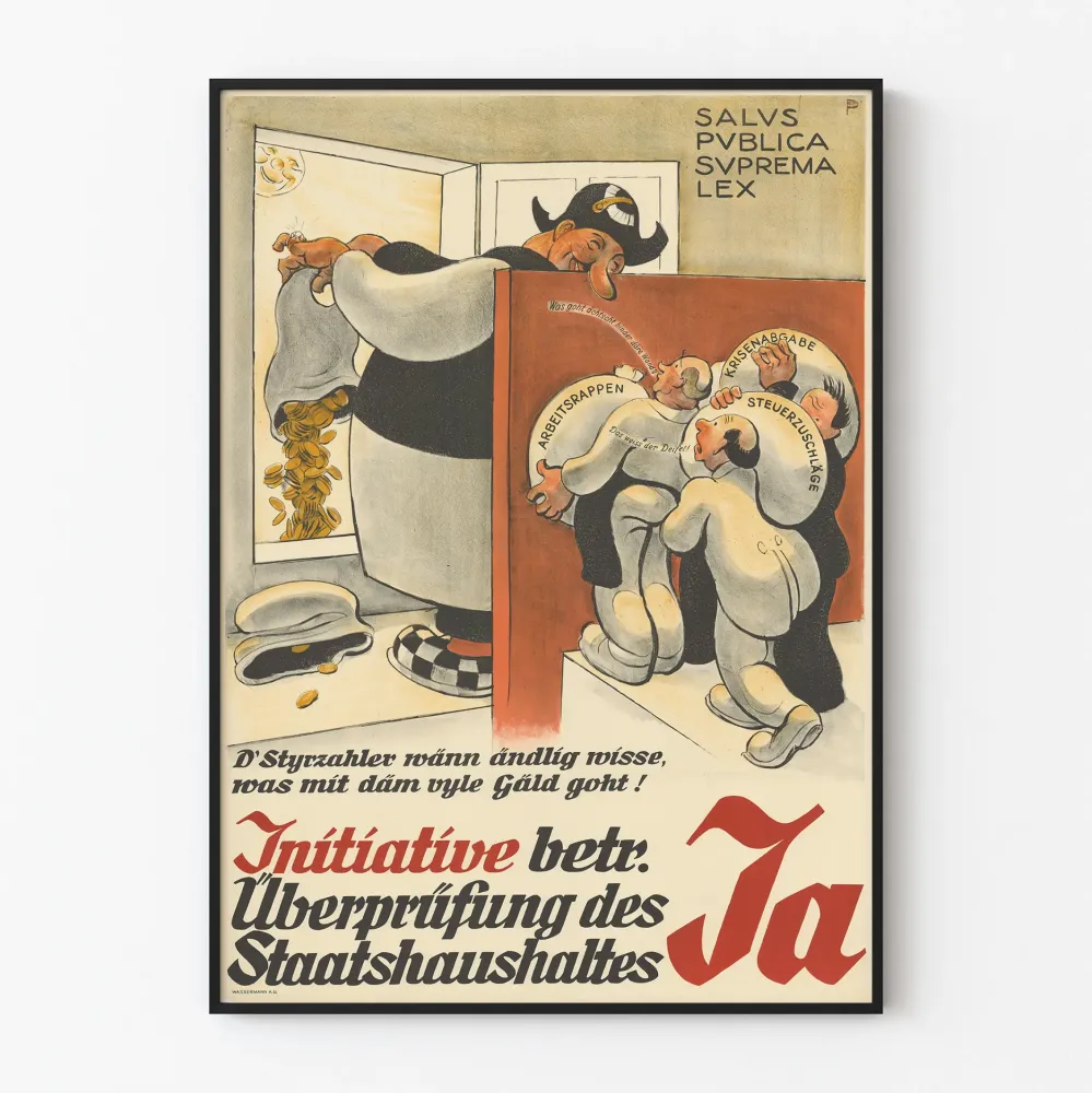 Plakat vintage polityczny niemiecki Inicjatywa kontroli finansów publicznych