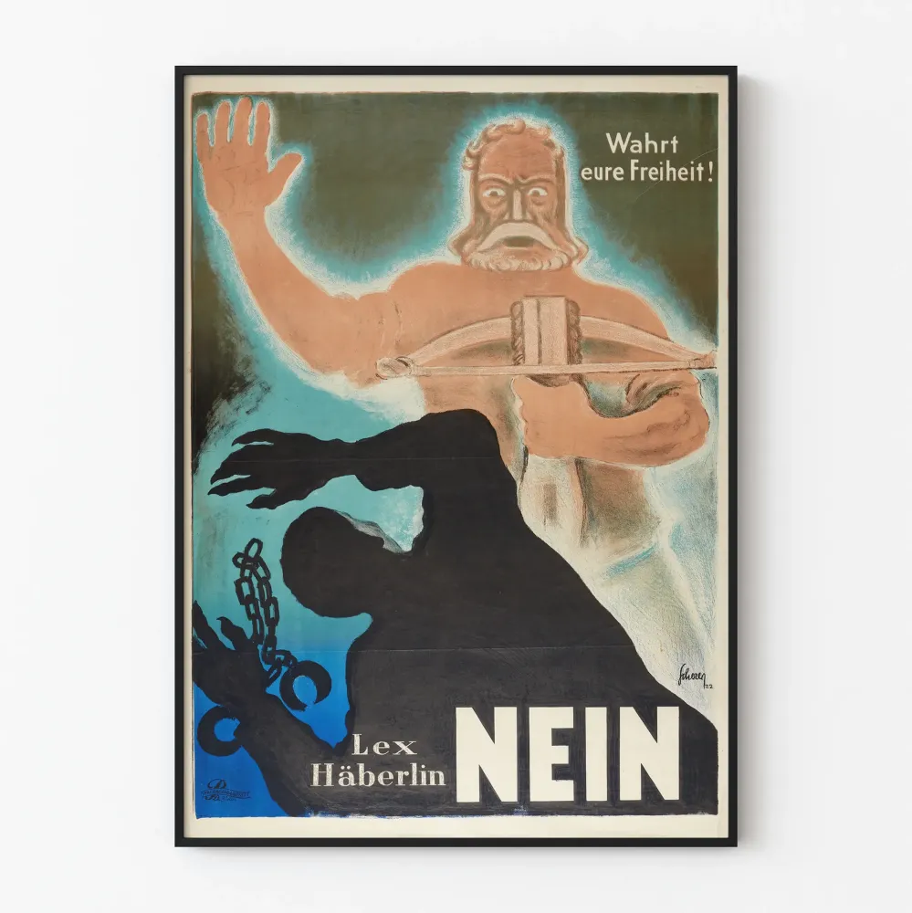 Plakat vintage polityczny niemiecki Wartości waszą wolność Lex Häberlin Nie