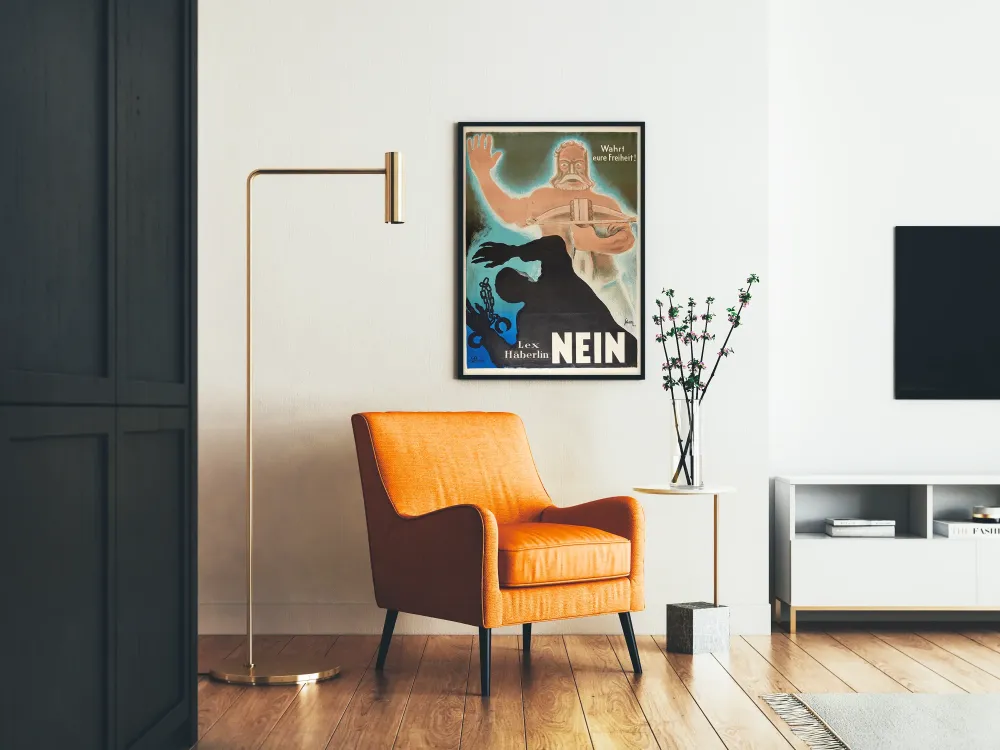 Plakat vintage polityczny niemiecki Wartości waszą wolność Lex Häberlin Nie