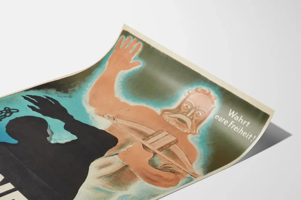 Plakat vintage polityczny niemiecki Wartości waszą wolność Lex Häberlin Nie