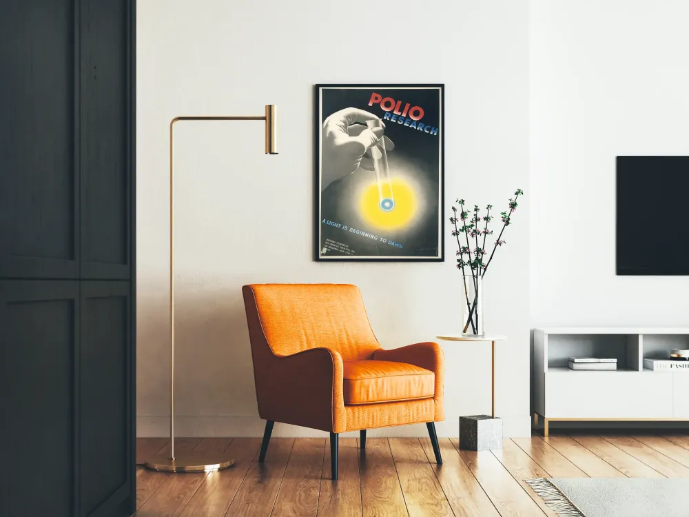 Plakat vintage poszukiwania Polio Lumière Narodziny