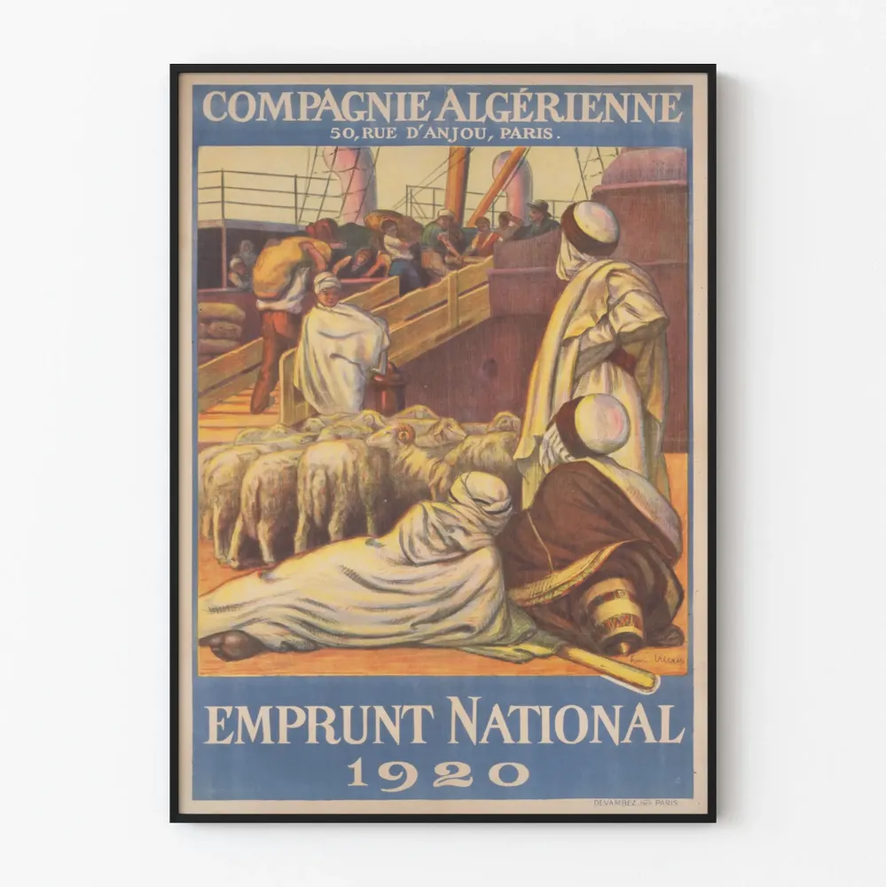 Plakat Vintage Pożyczka Narodowa 1920 Towarzystwo Algierii