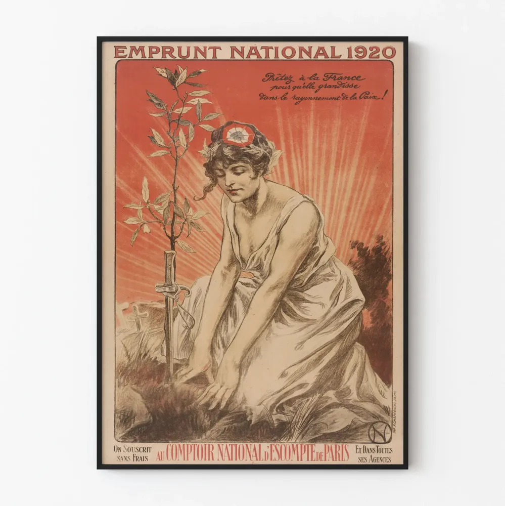 Plakat vintage pożyczki narodowej 1920 - Plakat patriotyczny francuski