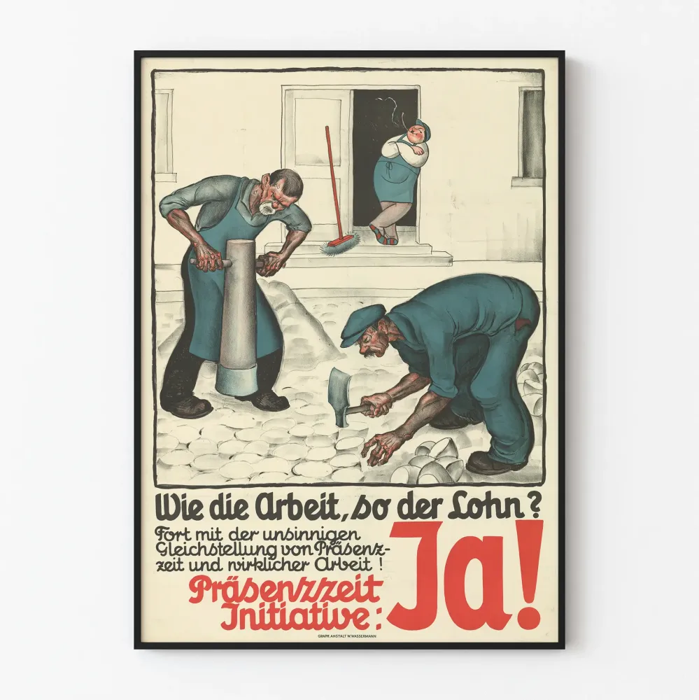 Plakat vintage Praca i wynagrodzenie - Inicjatywa Obecność Ja