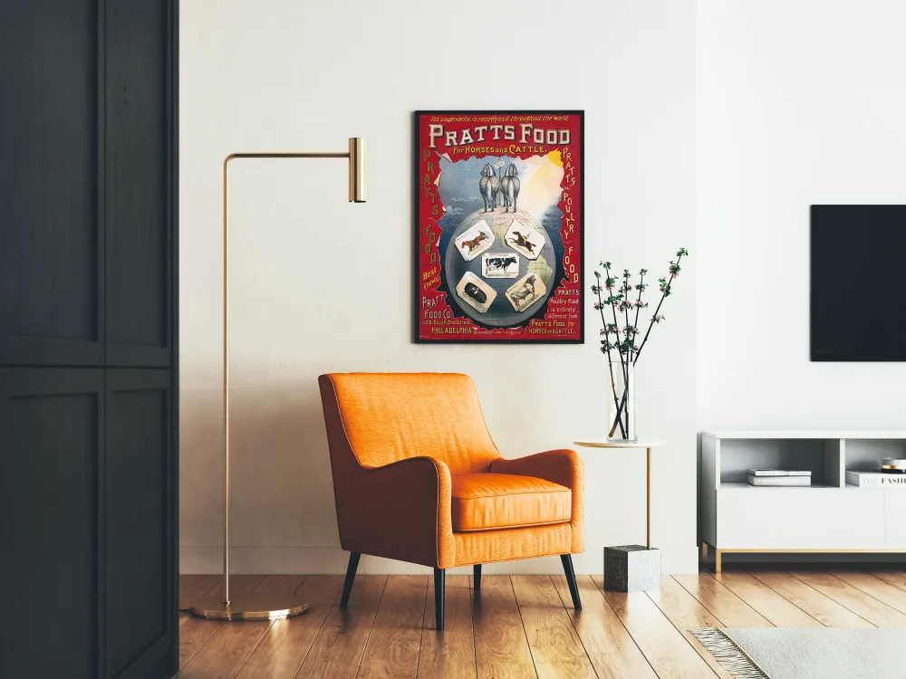 Plakat vintage Pratts Food dla koni i bydł