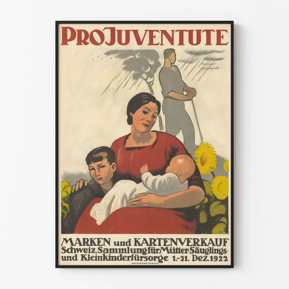 Plakat Vintage Pro Juventute 1922 - Kolekcja Szwajcarska na rzecz Ochrony Matek i Dzieci