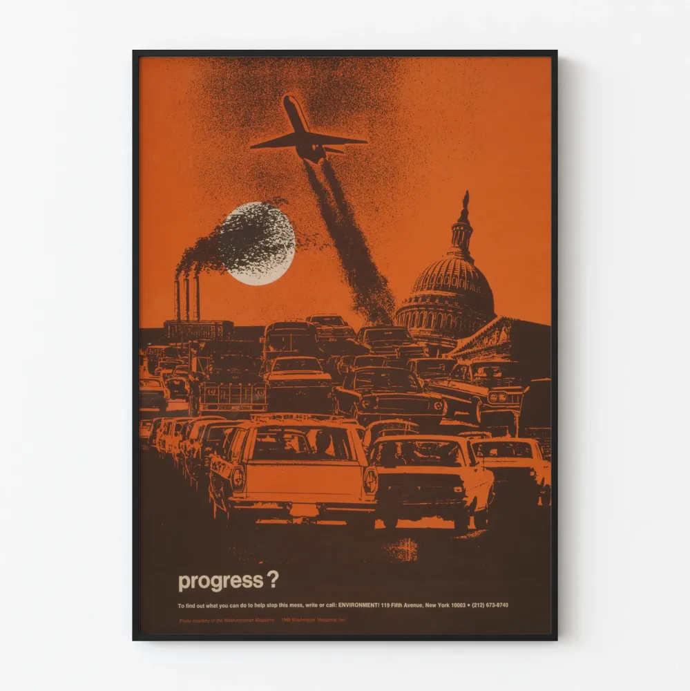 Plakat Vintage Progress - Zanieczyszczenie i Urbanizacja