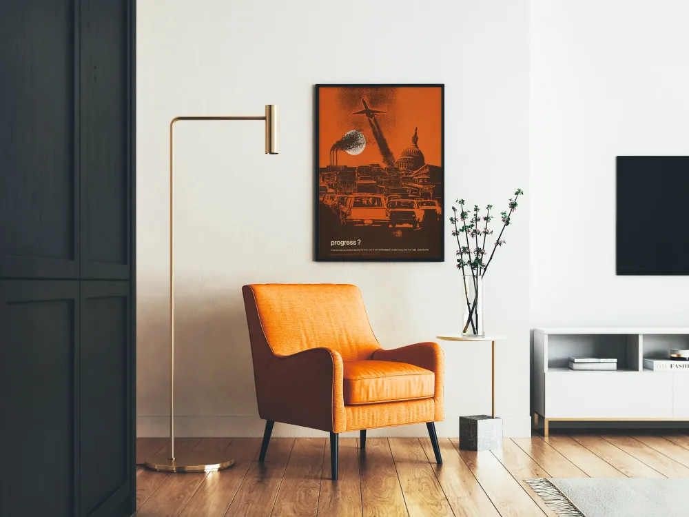 Plakat Vintage Progress - Zanieczyszczenie i Urbanizacja