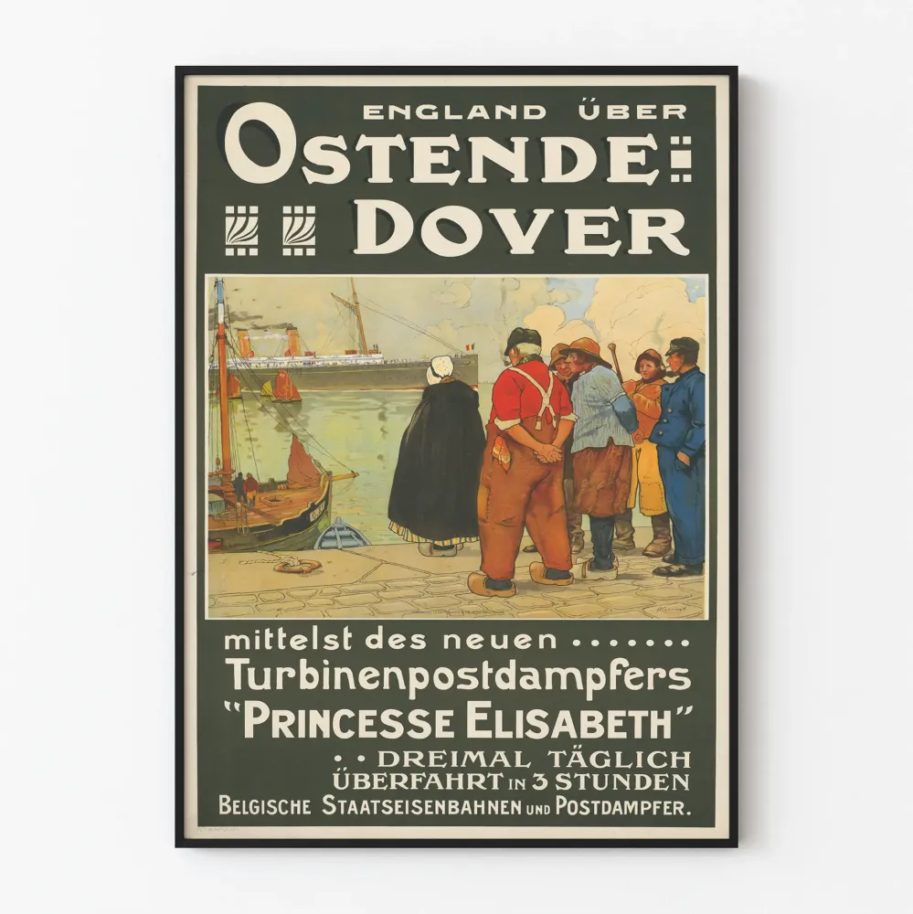 Plakat vintage promu ferry Ostende-Dover Prinzesa Elżbieta